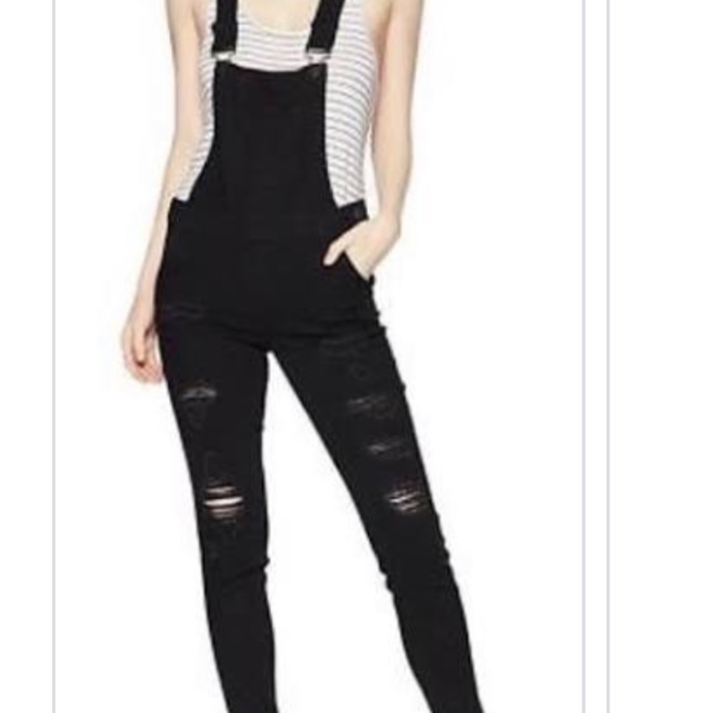 Distressed overalls